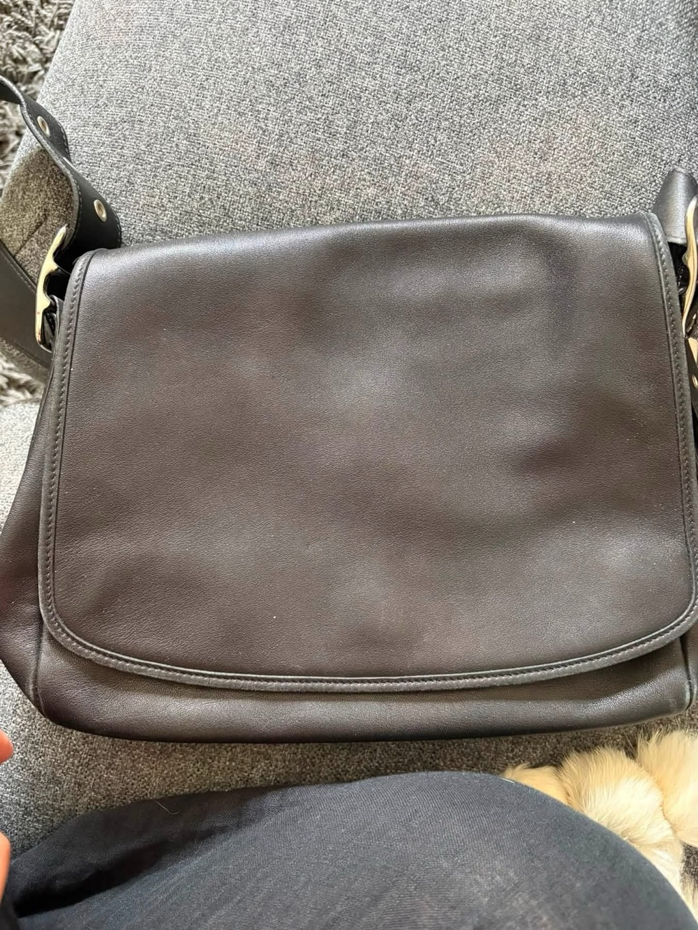 Coach Brown Leather Crossbody Messenger Bag with Gold Hardware